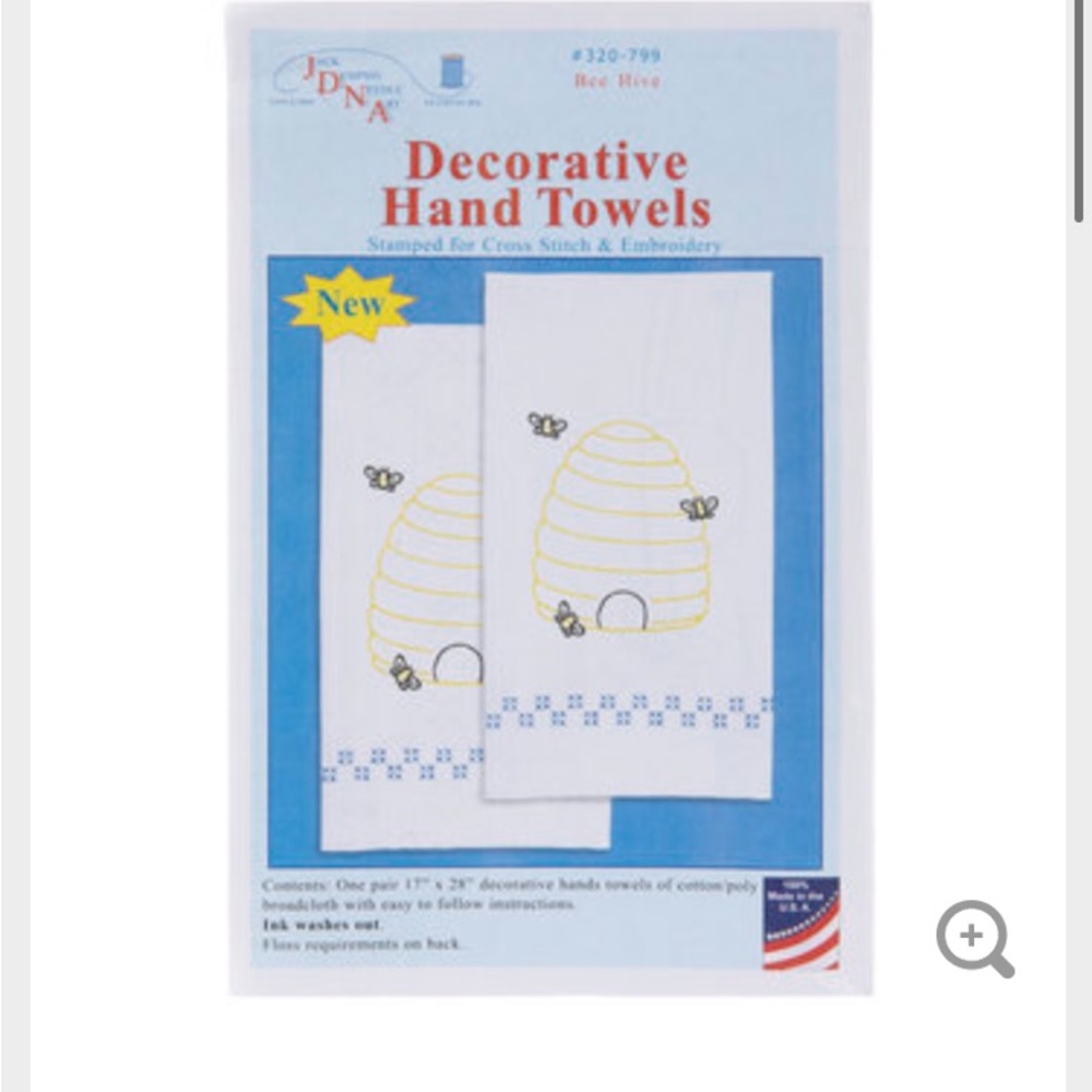 Decorative Hand Towels - White with Yellow Beehive Design